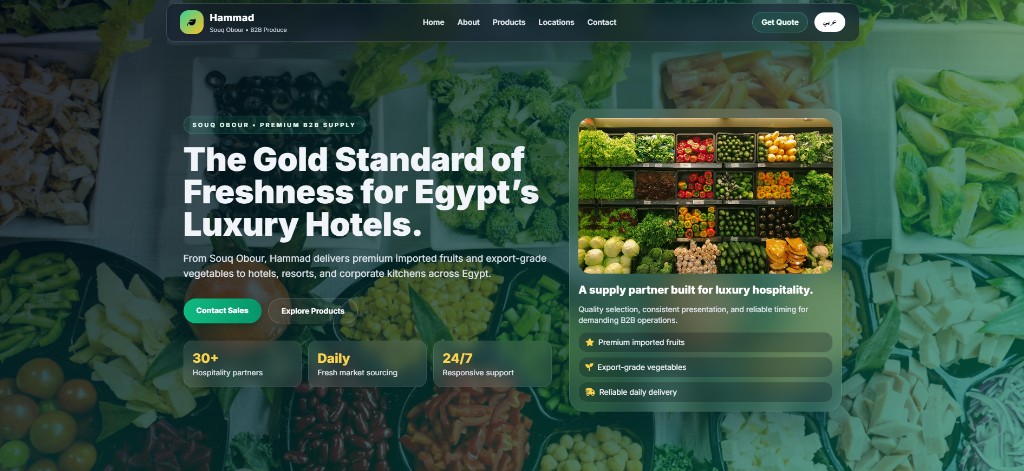 Hammad Trading — B2B produce · Hospitality · Bilingual UI